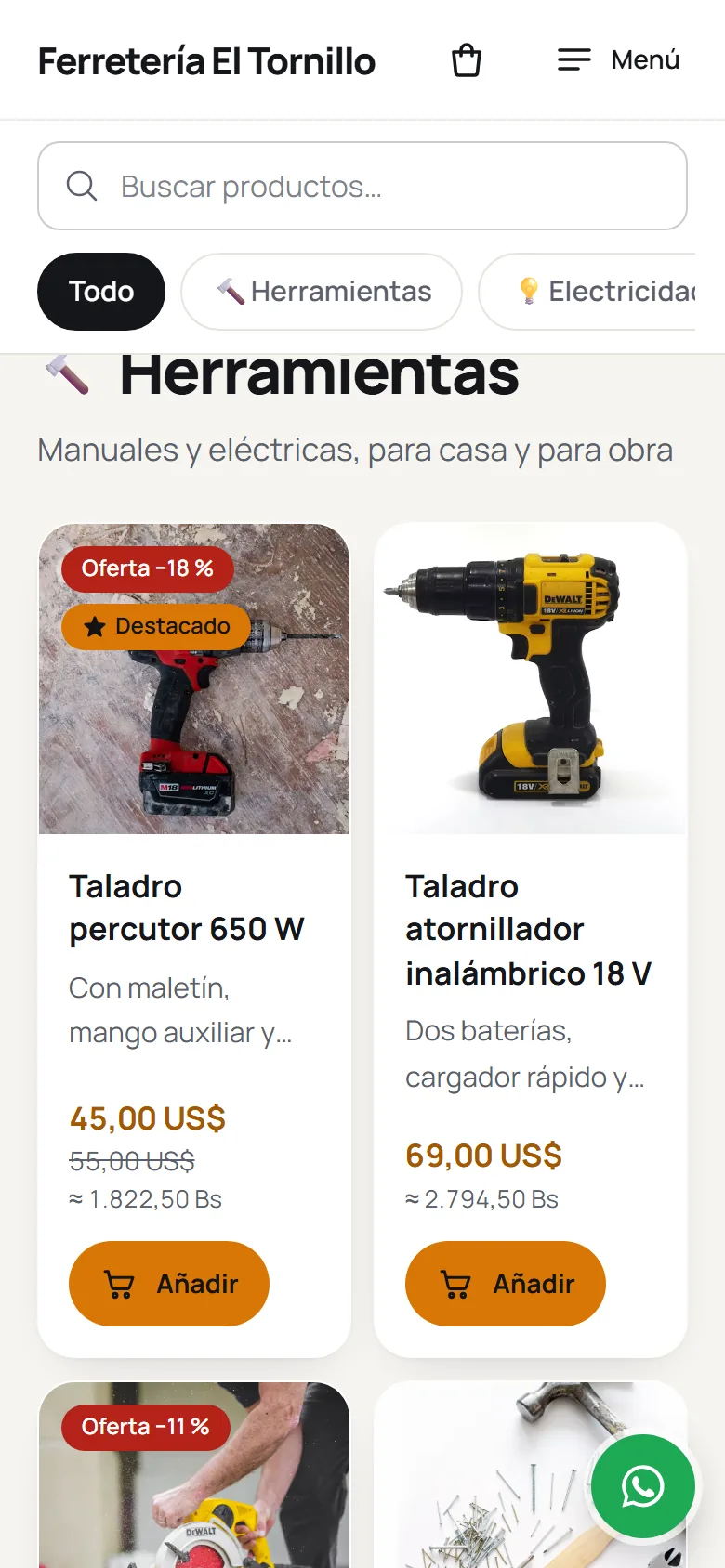 Catálogo en el móvil
