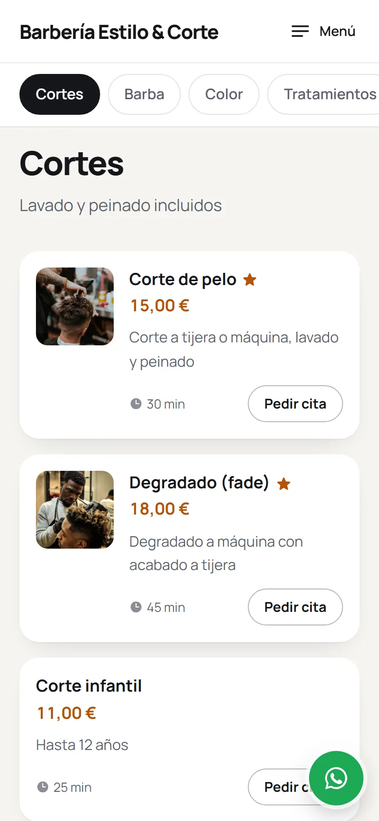 Servicios en el móvil