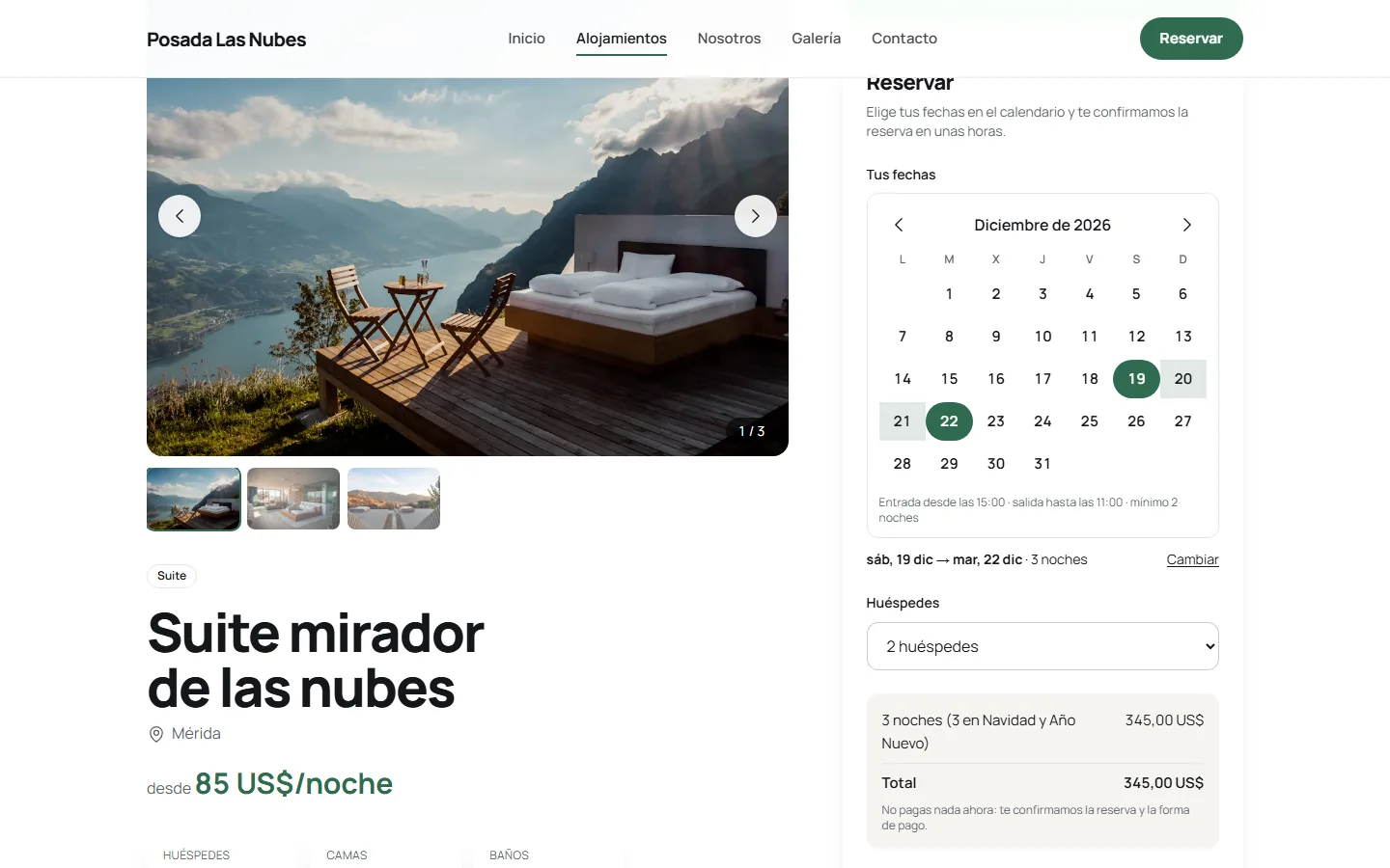 Calendario y precio